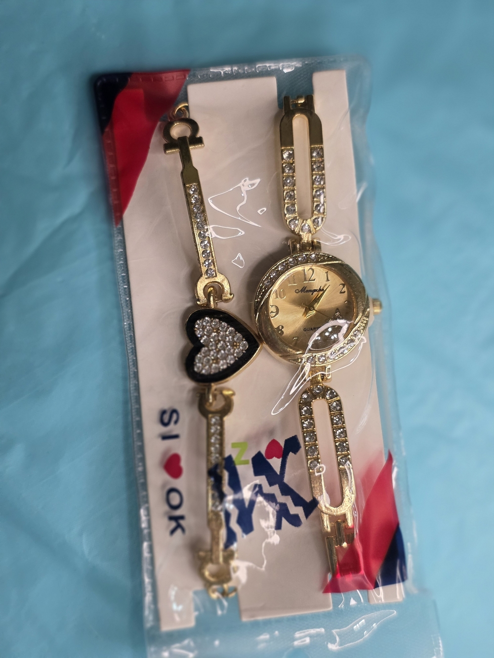 Gold Crystal Heart Bracelet Watch - Women Accessories